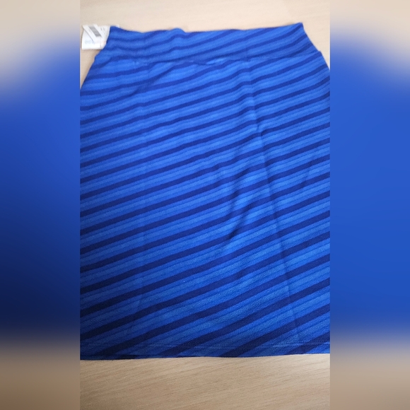LuLaRoe Vibrant Blue Striped Pencil Skirt - Picture 4 of 7